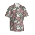 thumbnail image 2 of Balery Rose Flowers Print Men's Hawaiian Shirts Short Sleeve Beach Shirt Relaxed Fit Vacation Button Down Shirts-Large, 2 of 9