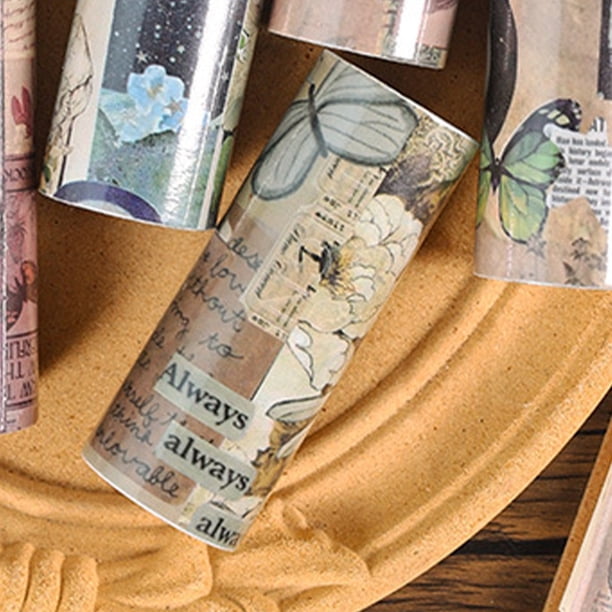 Cinta adhesiva creativa Washi Tape vintage para álbumes de recortes (escena de mariposa)