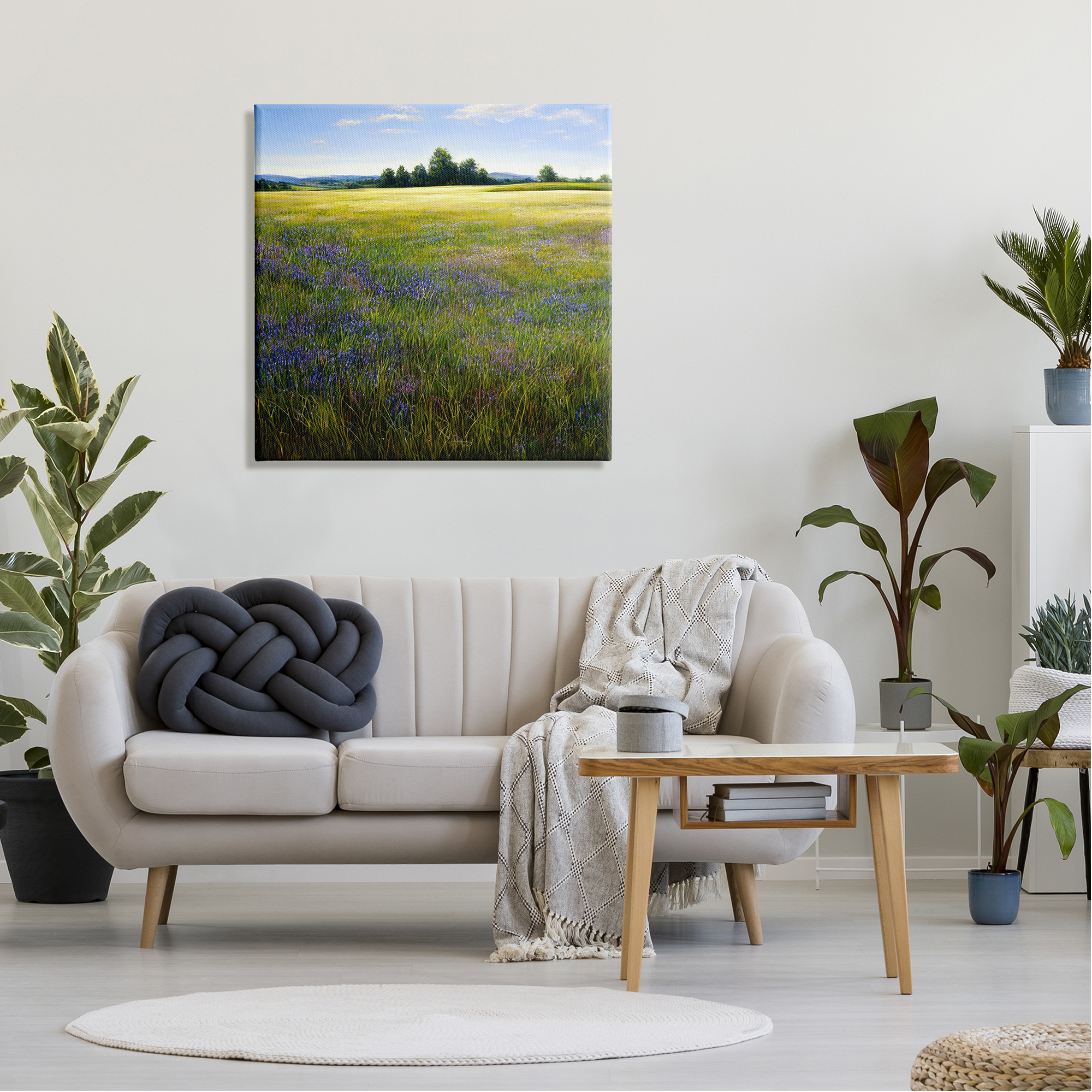 Stupell Industries Vast Meadow Landscape Landscape Painting Gallery Wrapped Canvas Art Print Wall Art, 30 x 30