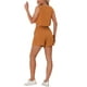 thumbnail image 3 of Conjunto Casual para Mujer, Top Sin Mangas de Cuello Redondo con Cintura Elástica y Pantalones Cortos, Caramelo S, 3 of 6