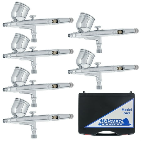 Pro Dual-Action Gravity Feed 6 Airbrush Set Cake Tattoo Hobby Craft Auto Paint