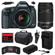 Canon EOS 5D Mark III 22.3 MP Full Frame CMOS Digital SLR Camera with EF 24-105mm f/4 L IS USM Lens and EF-S 55-250mm f/4-5.6 IS II Lens with 32GB Memory + Large Case + Battery + Charger 5260B009