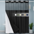 thumbnail image 3 of SIXLON No Hook 230GSM Black Luxury Weighted Waffle Weave Shower Curtains,71"x74", 3 of 9