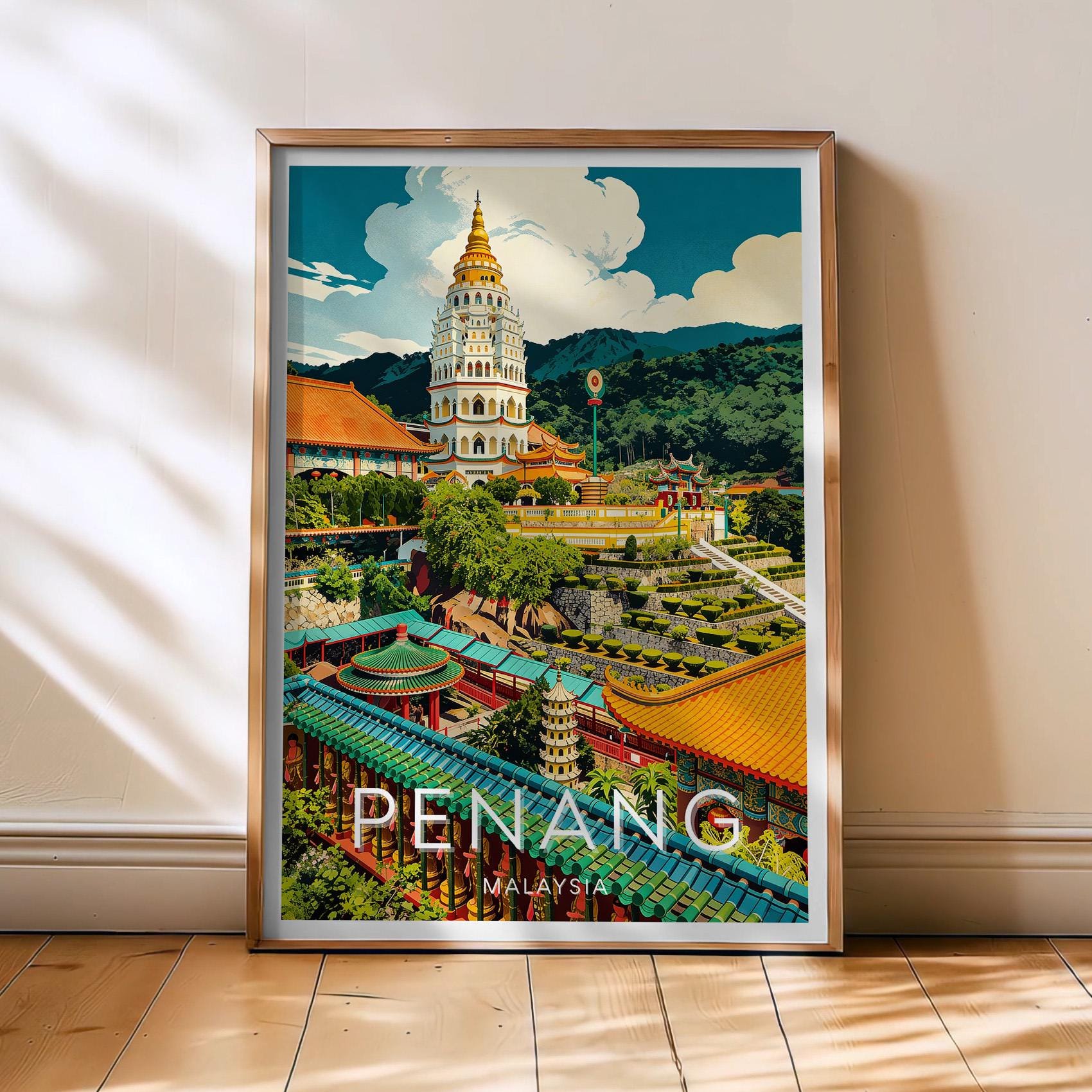 Penang Travel Poster, Malaysia Poster, Penang Retro Wall Art, Asia Decor, George Town Art, Malaysia Gift, , Poster Print Only