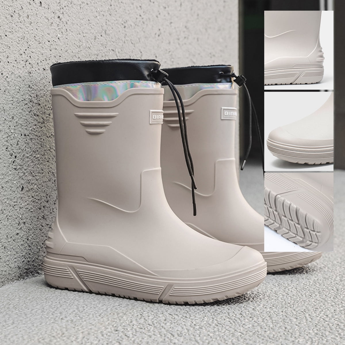 AUXDIQ Rain Shoes Men Mid-calf Boots Waterproof Rain Boots Outdoor Garden Shoes