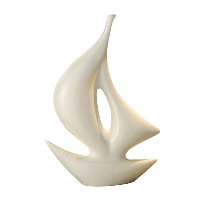 GUOOL Sailing Boat Statue Collectable Birthday Gift Desktop Sailing Ship Sculpture white
