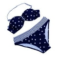 thumbnail image 5 of Swimsuits For Women 2025 Polka Dot Print Backless Straps Plus Size Swimwear 2 Piece Bikini Set Dark Blue High Cut Bathing Suits M, 5 of 6