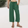 thumbnail image 3 of WMTBSRSW Women Pocket Capri Pants Wide Leg Fall Boho Drawstring Waist Cropped Pants Casual Lounge Pant Beach Travel Vacation Outfits, 3 of 6