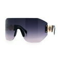 thumbnail image 5 of Womens Oversized Rectangle Rimless Shield Designer Jewel Hinge Diva Sunglasses Black Gold - Smoke, 5 of 8