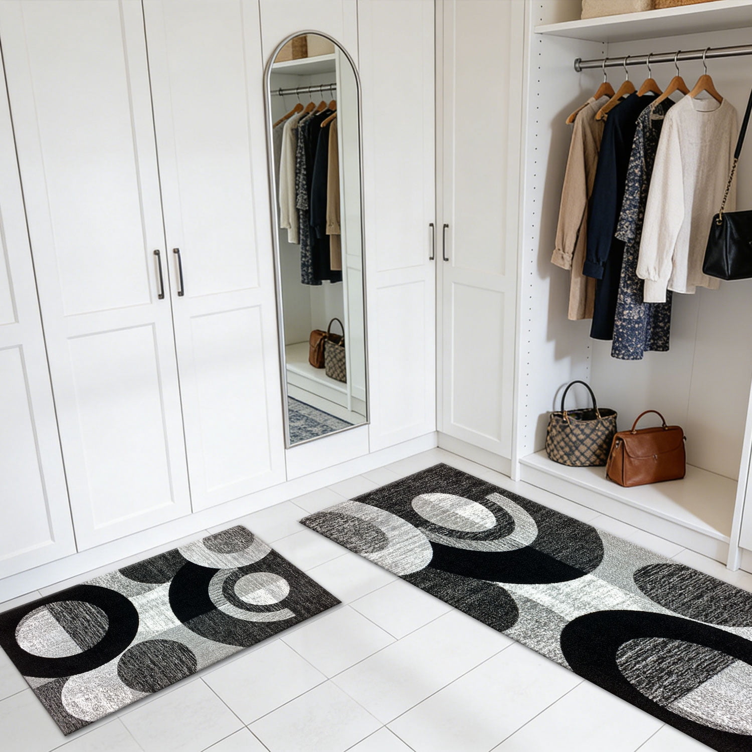 Three-Piece Kitchen Rug Set, Abstract Pattern Kitchen Hallway Rug, Soft And Comfortable, Suitable for Sinks, Floors, Entrances, Hallways, Bathrooms