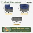 thumbnail image 4 of Aoxun 14 Piece Patio Furniture Set Wicker Rattan Patio Conversation Set Outdoor Sectional Sofa Set with Coffee Table and 4” Thickened Cushions, Blue(Waterproof Cover Included), 4 of 6