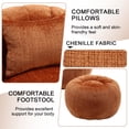 thumbnail image 3 of Chenille Upholstered Round Lazy Cozy Bean Bag Chair with Ottoman-Orange, 3 of 5