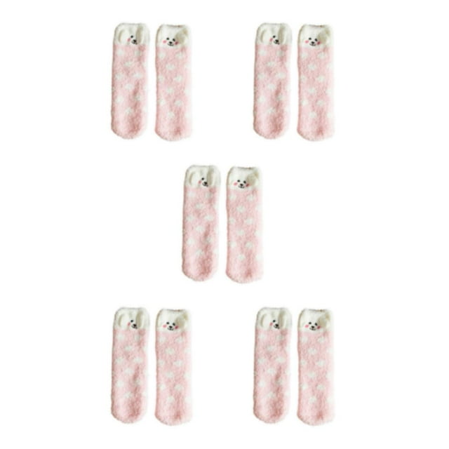 relayinert Expérience Confort avec Ces Chaussettes Moelleuses à Grand Application Rose à Pois Chiot 5ensemble