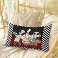 thumbnail image 4 of Chef Pillow Covers, Linen Long Throw Pillow Case, Cartoon Cute Watercolor Cooking Black Plaid Holiday Pillow Protector Decorative Cushion Cover for Living Room/Bedroom 20" x 36", 4 of 8