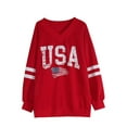 thumbnail image 3 of USA and American Flag Graphic Sweatshirts for Women 4th of July V-Neck Off Shoulder Sweatshirt Oversized Pullover Tops Shermie, 3 of 6