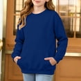 thumbnail image 2 of Abtuhar Fall Winter Sweatshirt Pullover for Middle Big Girls Solid Long Sleeve Crew Neck Tops with Side Pockets for 5-15 Years, 2 of 5