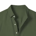 thumbnail image 6 of LMOIPLI Men's Linen Short Sleeve Shirts Cotton Casual Lightweight Button Down Shirt Beach Vacation Summer Top Army Green L, 6 of 6