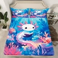 thumbnail image 2 of Feelyou Dreamy Axolotl Kids Bed Sheets, Kawaii Ocean Sealife King Sheets, Magic Marine Animal Theme Sheet Set, Luxury Bedroom Decor, 4 Pieces, 2 of 7