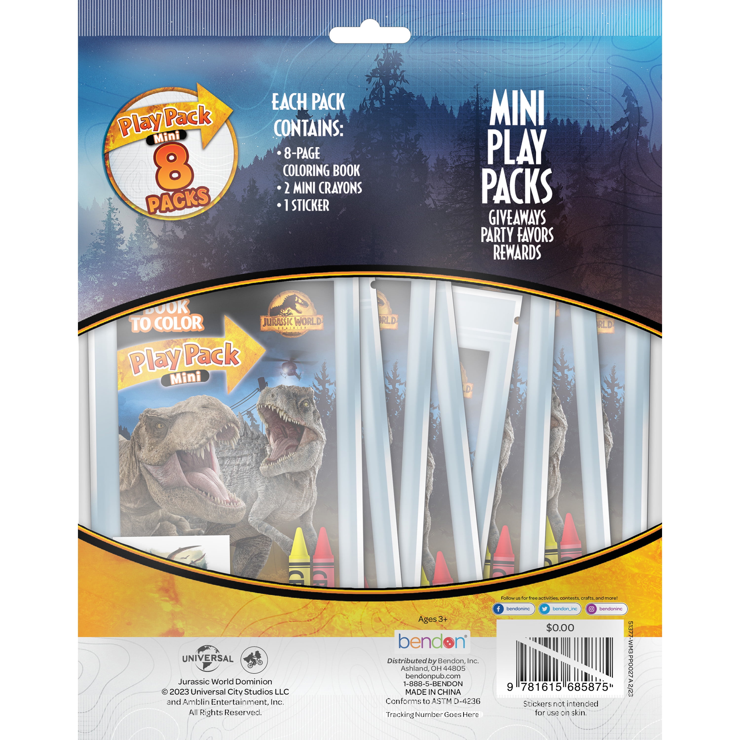 Jurassic World Lot De 8 Feuilles De Papier Cadeau 8 Étiquettes 70 Cm X