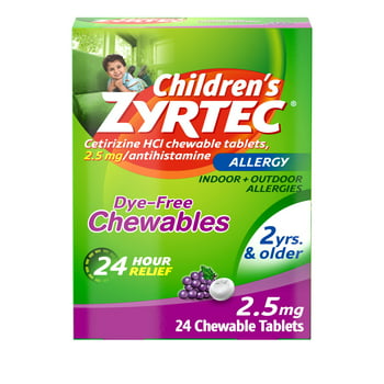 Zyrtec 24 Hour Children's y Chewable s, Grape, 24 ct