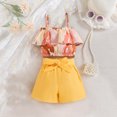 thumbnail image 6 of LYMAYTER Toddler Baby Girls Floral Halter Ruffled Outfits Set 2-7T Baby Yellow Strap Crop Tops+ Shorts Pants Summer Clothes Set, 6 of 11