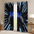 thumbnail image 2 of Erosebridal Video Game Curtains for Living Room,Stripes Lines 30%-50% Blackout Curtains for Bedroom,Black Blue Curtains and Drapes (42Wx84L),Male Bedroom Decor, 2 of 6