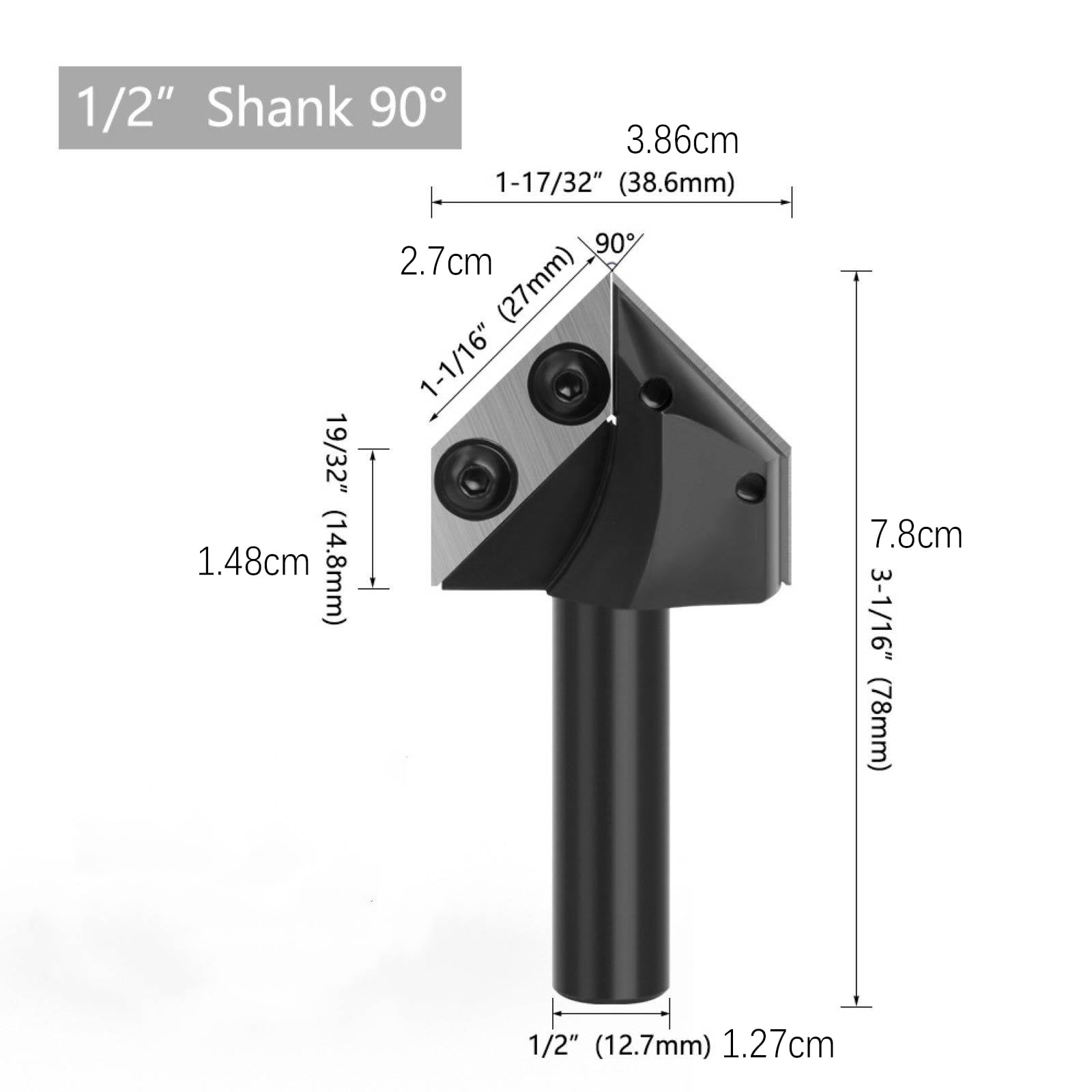 APPLAYERR 1/2 Inch Shank Router Bit 90 Degree Carbide for Woodworking Pine MDF Solid Wood Particleboard