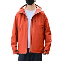 ohmzyzo Rain Jackets for Men Waterproof Long Sleeve Zip Up Coats Lightweight Hooded Windbreakers Casual Travel Hiking Outdoor Coats Orange XXL