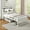 White, variant on Gymax Twin Size Wooden Bed Frame w/ Charging Station & LED Light Storage Headboard White