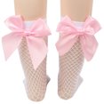 thumbnail image 2 of Faithtur Femmes Filles Chaussettes Résille, Bas de Mode Bas de Bas de Mode en Maille de Genou avec Noeud en Satin, 2 of 7