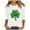 White, variant on Saint Patrick Day Womens 3/4 Length Sleeve T Shirts Festival Shamrock Green Print Blouse Pullover Round Neck Holiday Tees Irish Vacation Novelty Shirts Loose Tops 3XL