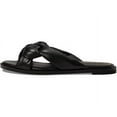 thumbnail image 4 of Cole Haan Anica Black Leather Open Toe Slip On Knotted Strap Flat Slides Sandals (Black Leather, 7), 4 of 5