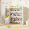 thumbnail image 3 of Costway Kids Toy Storage and Bookshelf, Wooden Bookcase with 4 Small Boxes & 4 Large Boxes, 3 of 10