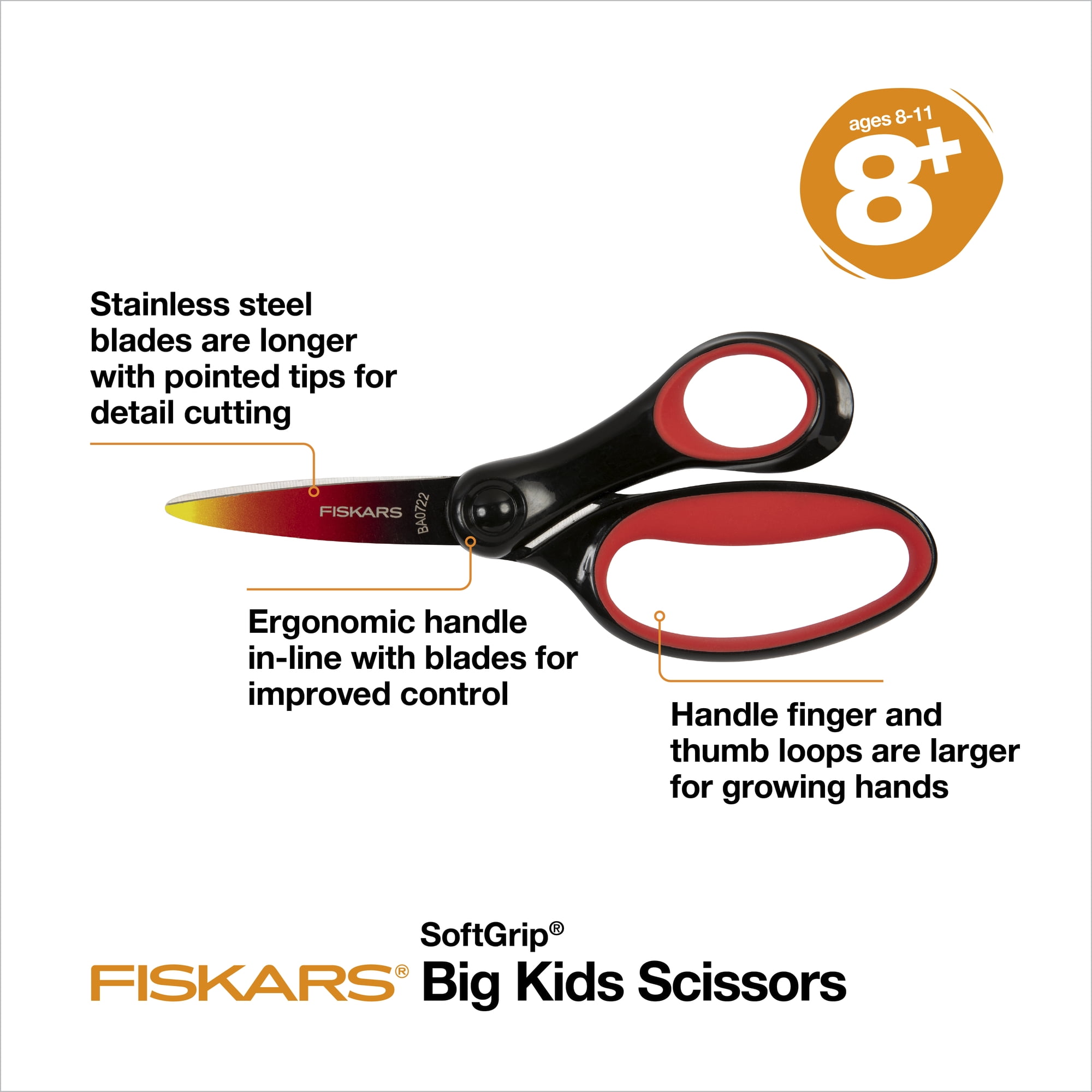 Fiskars Big Kids' Ombre Scissors - Red, Black & Yellow - 6 in