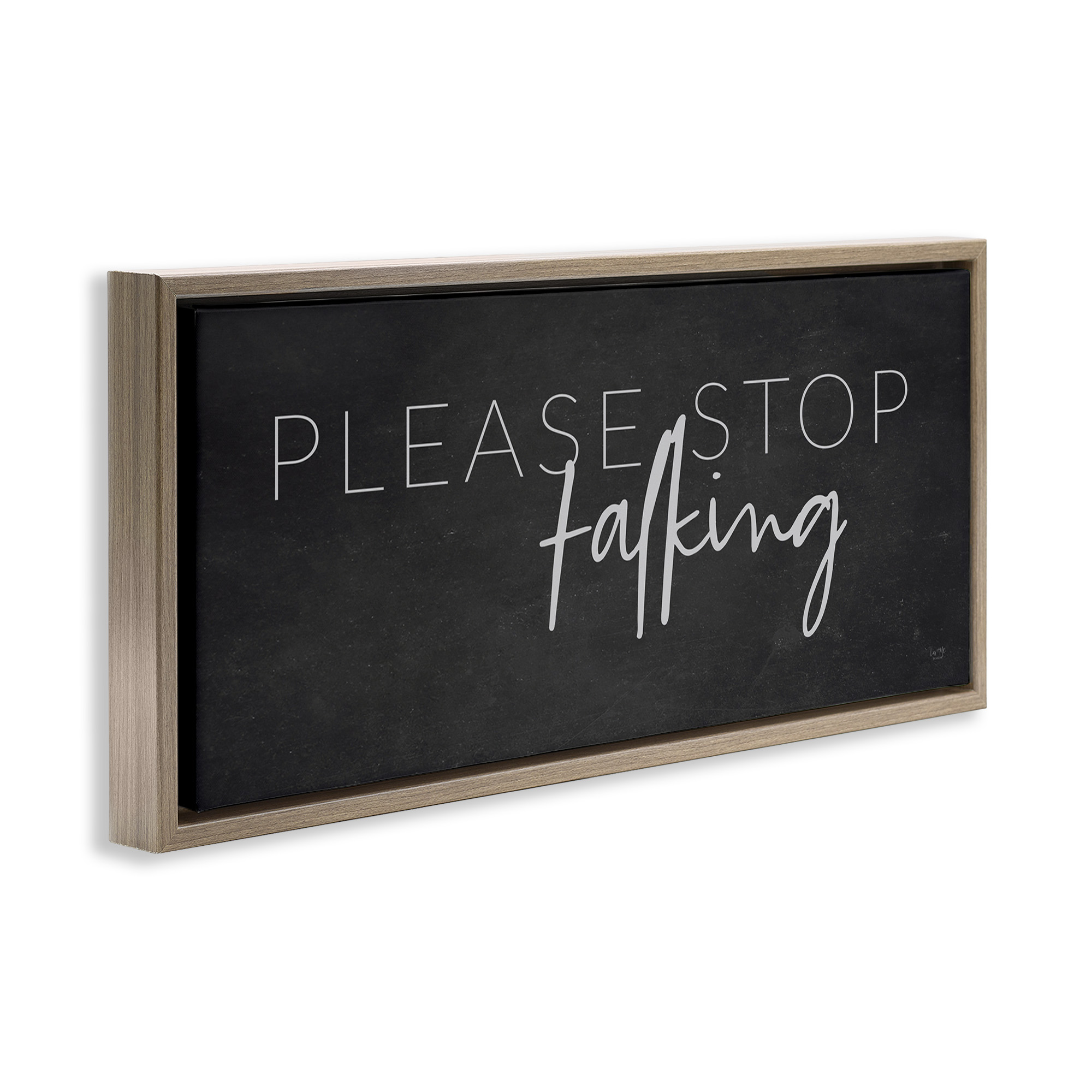 Stupell Industries Sassy Please Stop Talking Typography Painting Brown Floater Framed Canvas Art Print Wall Art, 31 x 14
