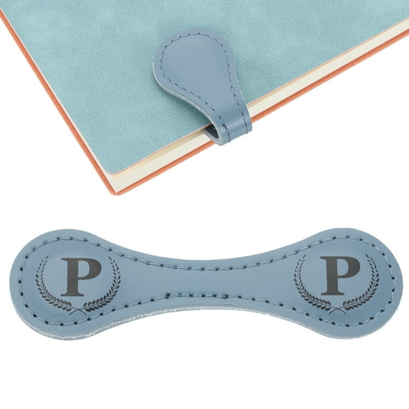 2Pcs Personalized Magnetic Leather Bookmark, 26 Letters Bookmark, (Blue/P)