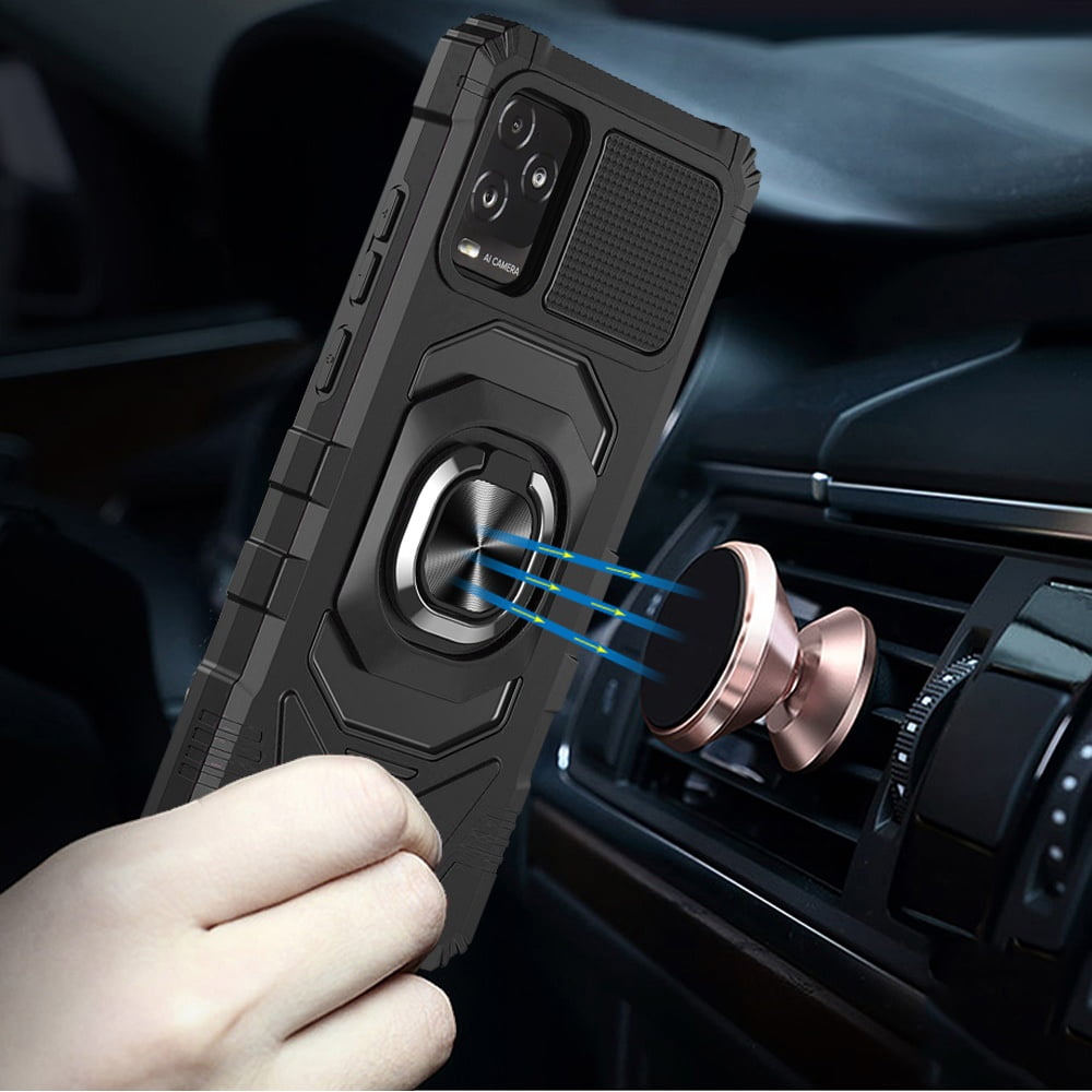 For BLU View 5 Pro Hybrid Dual Layer with 360° Rotate Magnetic Ring Stand Holder Kickstand TPU Rugged PC Shockproof Cover ,Xpm Phone Case [ Black ]