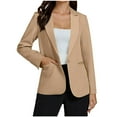 thumbnail image 2 of Sevevn Women's Fashion Solid Pocket Button Suit Coat Long Sleeve Pocket Casual Coat/Jacket Summer Clearance Khaki S, 2 of 6