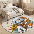 thumbnail image 3 of Round Area Rugs 6Ft, Thanksgiving Fall Non-Slip Washable Circle Rugs Carpet, Country Dog Pumpkin Sunflower Maple Leaf Indoor Outdoor Rug Floor Mats Throw Runner for Bedroom Living Room Bathroom, 3 of 7