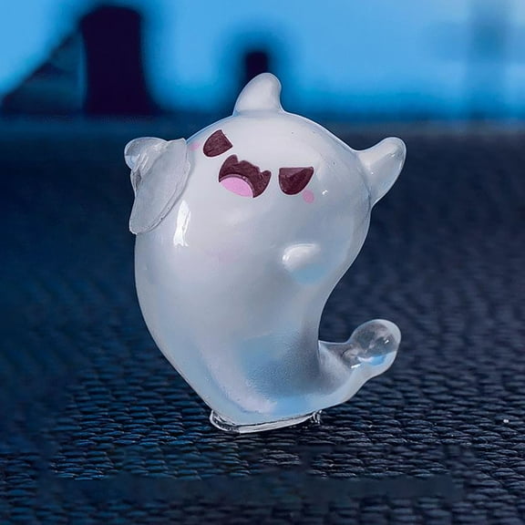 Lilgiuy Halloween Luminous Mini Resin Spooky Cute Miniature Micro Glowing in Dark Ghost Figurine Mini Ghost Decor Tree Ghost Decorations for Garden Accessories Outdoor Landscape