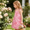 thumbnail image 6 of SGFCWSX Girls Summer Dresses Tie Shoulder Spaghetti Strap Print with Pockets Casual A-Line Kids Daily Dress Pink Size 9 Years, 6 of 9