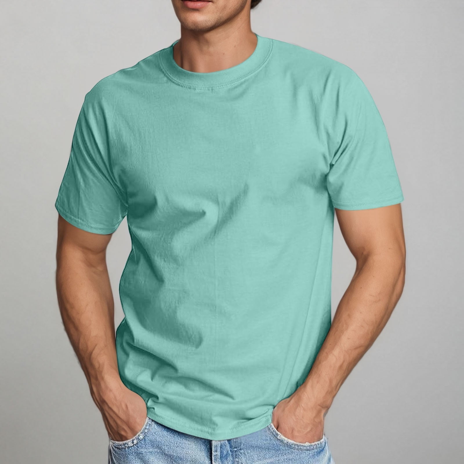 Hauts pour Hommes à Moins de 5$ Manches Courtes Col Rond Couleur