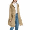 thumbnail image 4 of Clearance Women Hooded Waterproof Zipper Mid-length Windproof Waterproof Raincoat Jacket, 4 of 5