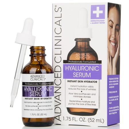 Advanced Clinicals Hyaluronic Acid Face Serum for Hydrating Dry Skin. 1.75 fl oz