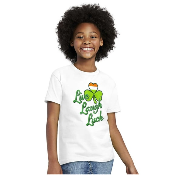 St Patricks Day Live Laugh Luck Girls Kids T Shirt Tees Teen Brisco Brands XS