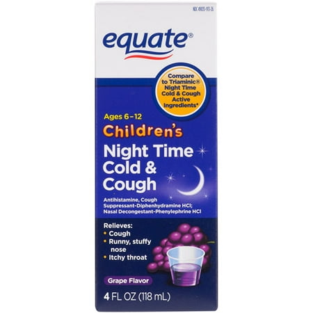 Equate Children's Antihistamine/Cough Suppressant Nasal Decongestant Liquid, Grape, 4 fl oz