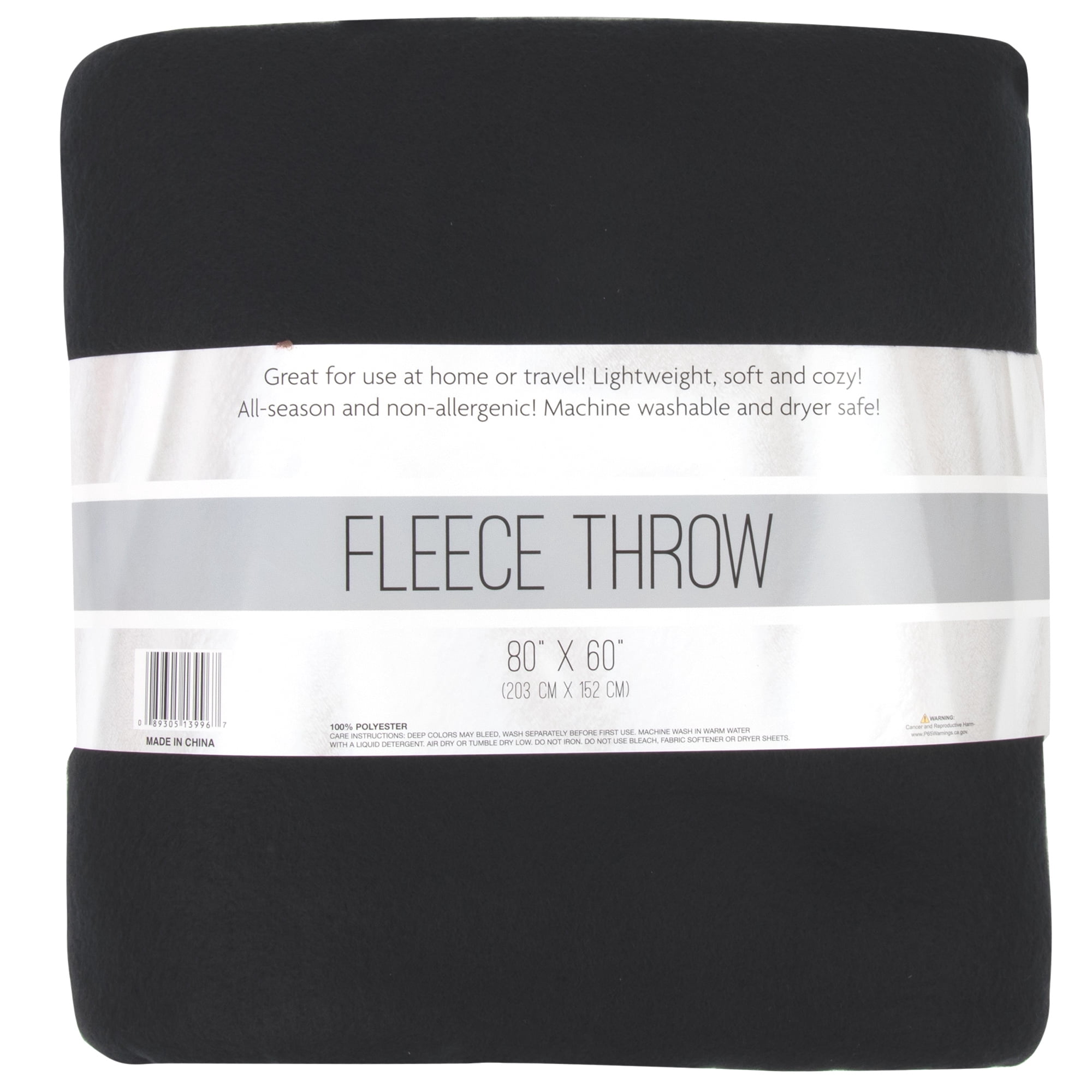 24 Pack of Bulk Wholesale 80"L x 60"W Solid Color Fleece Throw Blankets for Fall, Winter, Spring, Summer, Men, Women, Children, Homeless, Charity Donation Drives in Black