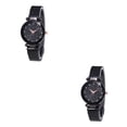 thumbnail image 1 of Qarigey Reloj de cuarzo con esfera de estrella Reloj de de metal de cuarzo analógico casual clásico para mujer con correa de acero negro 2piezas, 1 of 6