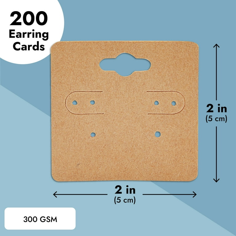 Kraft Paper Jewelry Display Cards for Earrings, Necklaces, Studs (2 x 2 in, 200 Pack)