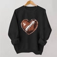 thumbnail image 2 of Afelkas Women's Game Day Sweatshirt Distressed Football Heart Graphic Pullover Crewneck Vintage Style Sports Mom Top Black,XL, 2 of 5